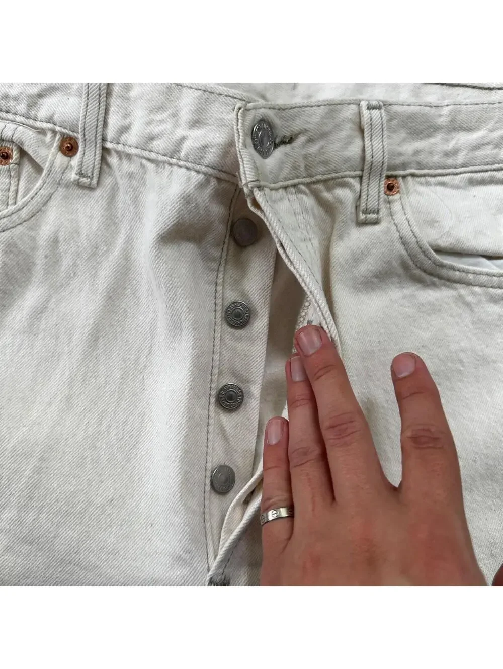 VTG 90s Levis 501 Button Fly 36x32 USA Tag Jeans Straight White XX Act 32x31